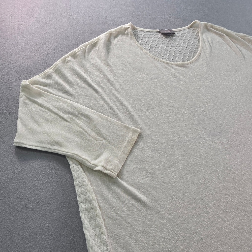 Phase Eight Cream Pointelle Knit Top Size 12 3/4 Sleeve Boho Coastal